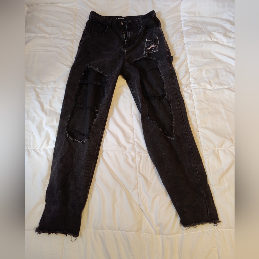 Momokrom Distressed Black Grunge Detailed Jeans Large 12
